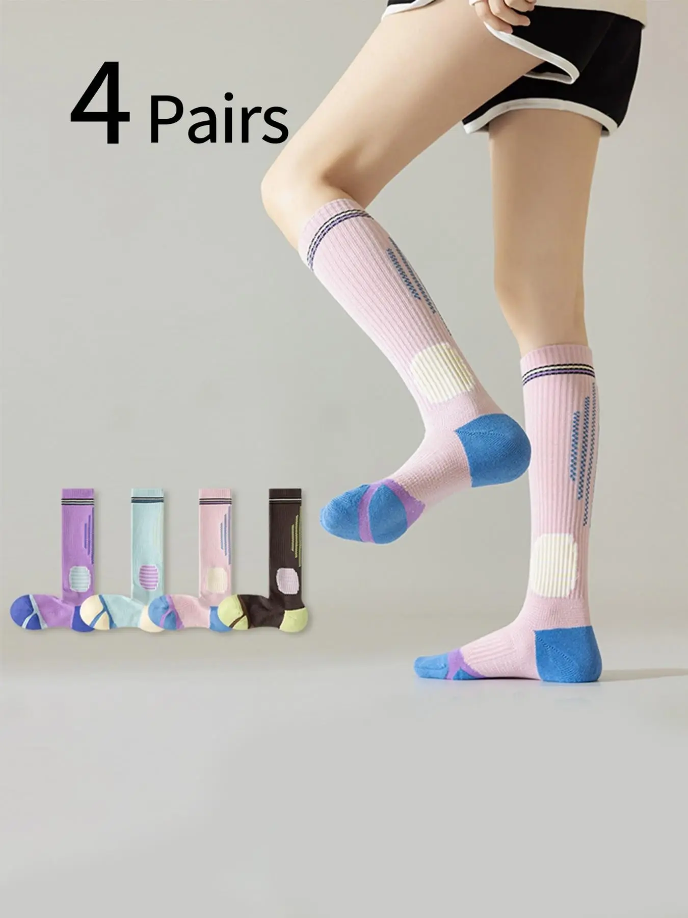 Yoga & Fitness With Denise - 4 pares de calcetines deportivos de